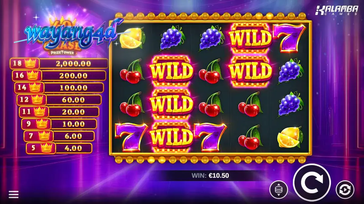 Tampilan visual slot 40 Crown Chase PrizeTower dengan simbol mahkota yang berkilau.
